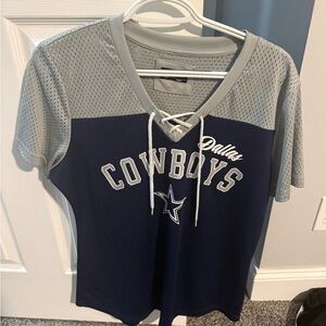 NFL Team Apparel Dallas Cowboys Women's Gray Textured Top